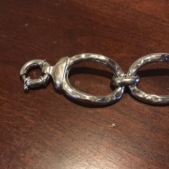 QVC Sterling Chunky Hammered Link Bracelet 7.25” - Picture 2 of 10